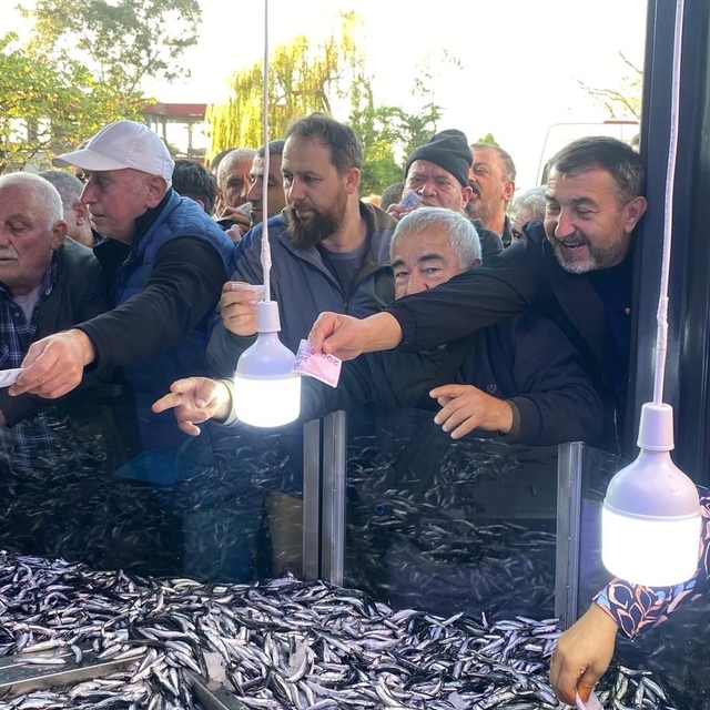 Artvin'in Hopa ilçesinde kilosu 20 liradan satılan 3 ton hamsi 2 saatte tük...