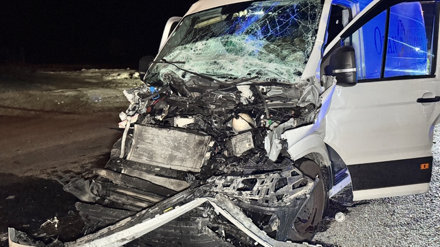 Edirne'de tıra çarpan panelvan hurdaya döndü