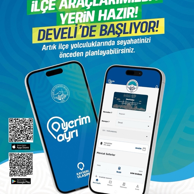 Büyükşehir'in konforlu ulaşım uygulaması 'yerim ayrı' şimdi de Develi'de