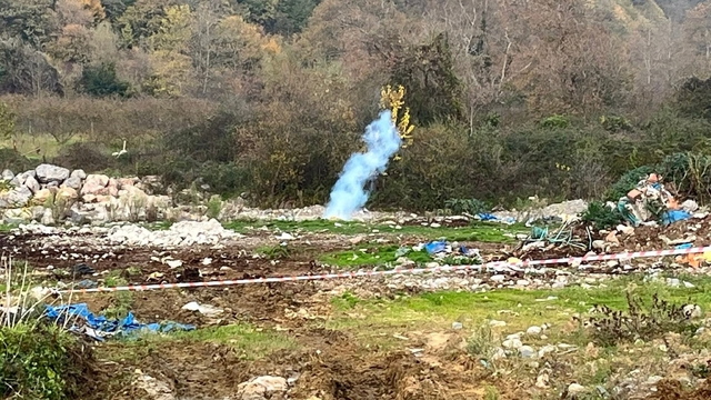 Zonguldak'ta iş makinası doğalgaz hattına zarar verdi