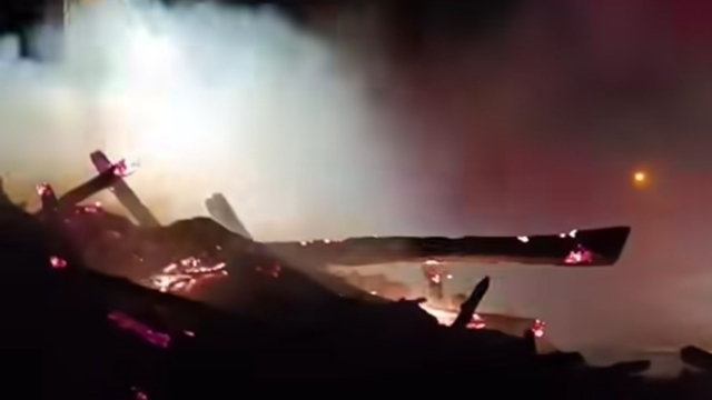 Van'da samanlık yangını