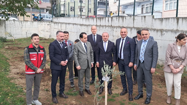 Tekkeköy'de okul bahçesine 50 meyve fidanı dikildi