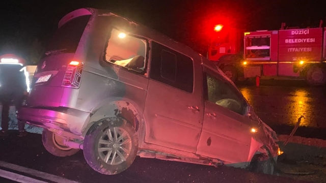 Kontrolden çıkan araç trafik levhalarına çarptı: 2 yaralı