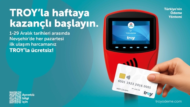 TROY Logolu temassız kartlarla yapılan ilk ulaşım ödemesi ücretsiz