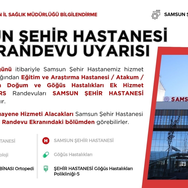 Samsun Şehir Hastanesi'nden 'MHRS randevu' uyarı