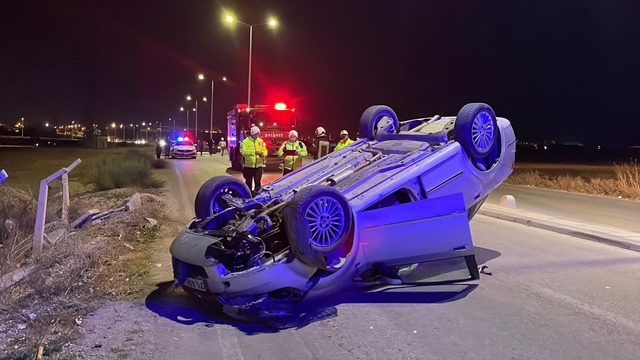 Karaman'da takla atan otomobil ters döndü: 2 yaralı