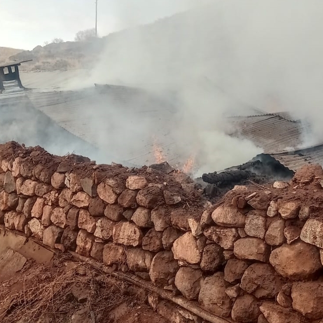 Erzurum'da samanlık ve ahırda çıkan yangında 21 büyükbaş hayvan telef oldu