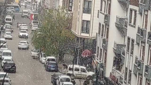 Van'da dolu yağışı şehri beyaza bürüdü
