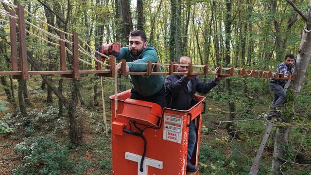 Ormanda sincaplar için köprü yaptılar