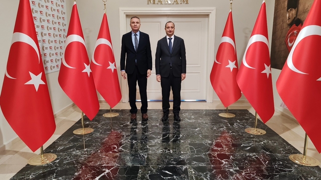 Tarsus Kaymakamı Mehmet Ali Akyüz, İlçe Emniyet Müdürü Kaplan'ı kabul etti