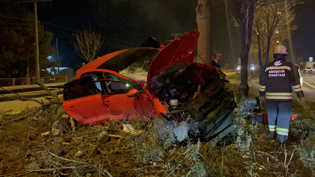 Eskişehir'de ağaca çarpan otomobilin sürücüsü yaralandı