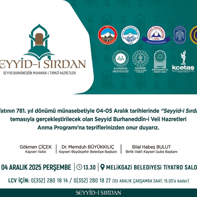 Seyyid Burhaneddin, vefatının 781. yıldönümünde anılacak