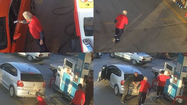LPG pompası takılıyken hareket eden araca pompacı son anda müdahale etti