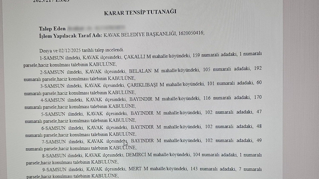 Kavak Belediyesi'ne ait 10 taşınmaza haciz