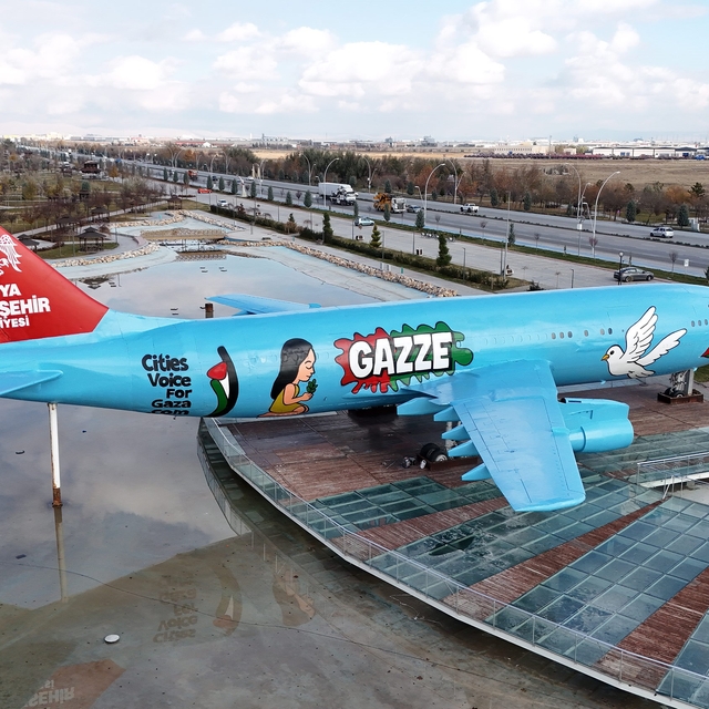 Konya Büyükşehir, şehre gelenleri "Gazze" mesajıyla karşılıyor