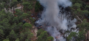 Fethiye'de karavanda çıkan yangın ormana sıçradı