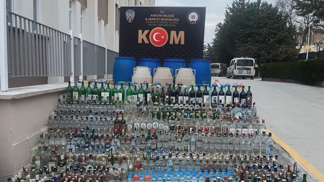 Amasya'da kaçak ve sahte alkol operasyonuna 2 tutuklama