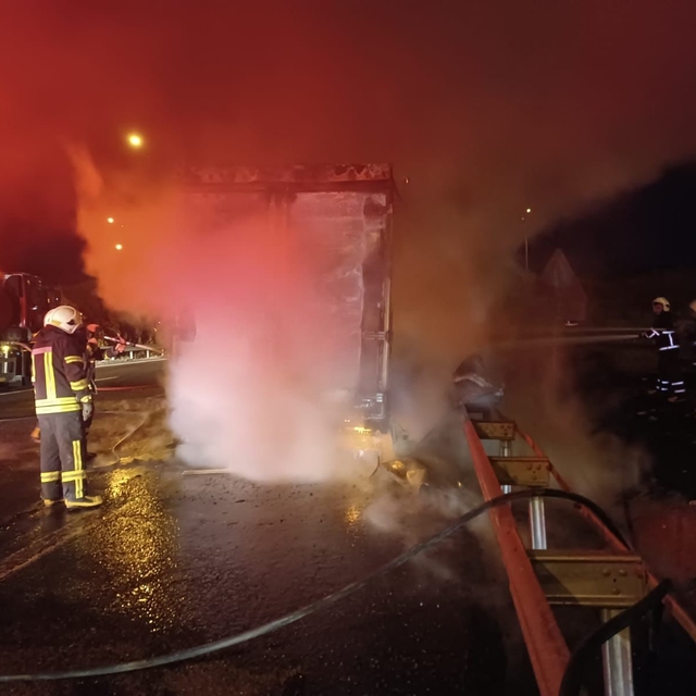 Şanlıurfa'da beyaz eşya yüklü tır alev alev yandı