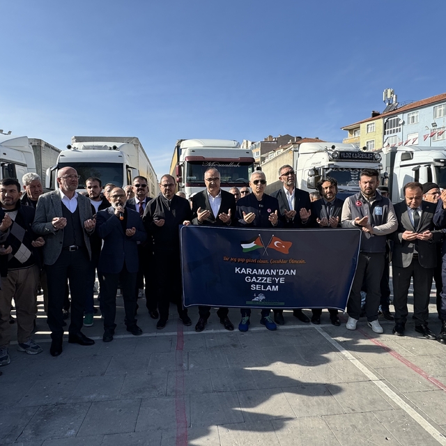 Karaman'dan Gazze'ye 6 yardım tırı dualarla uğurlandı