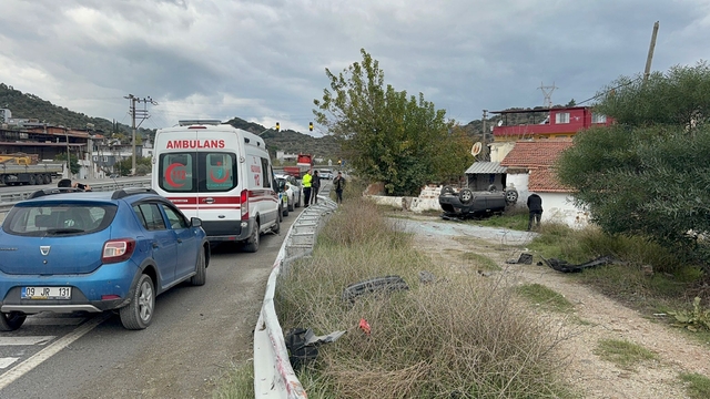 Aydın'da devrilen otomobilin sürücüsü yaralandı