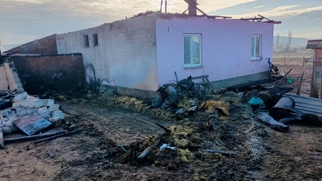 Hüyük'te müstakil ev ile araç yandı