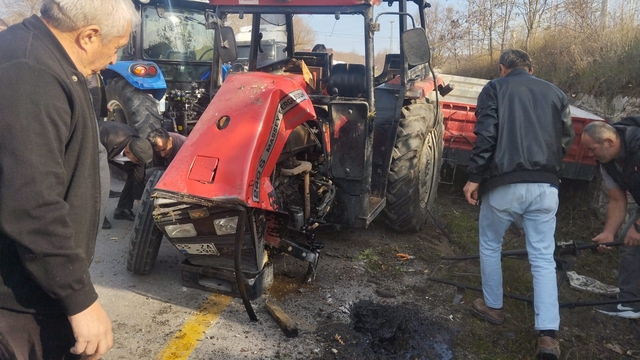 Samsun'da devrilen traktörün sürücüsü yaralandı