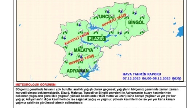 Meteorolojiden kuvvetli yağış uyarısı