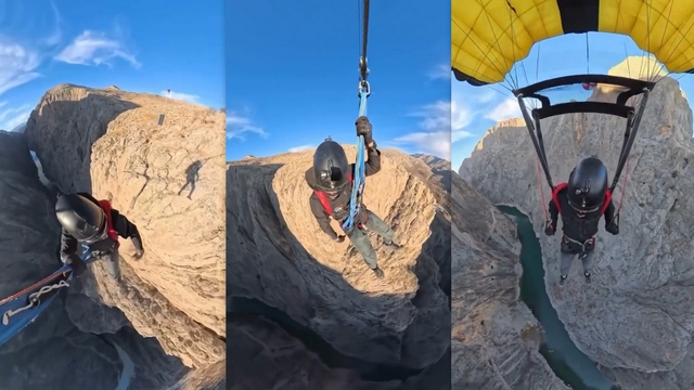 Karanlık Kanyon'da base jump atlayışı nefes kesti