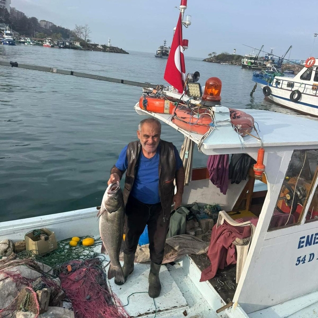 Akçakoca'da balıkçı ağına 10 kiloluk levrek takıldı