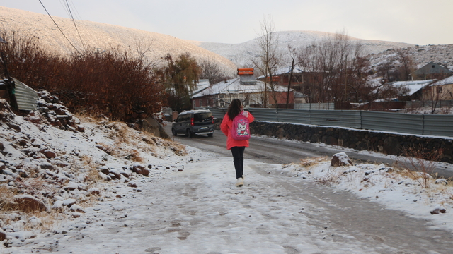 Karlıova'da kar yağdı