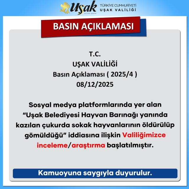 Uşak Valiliği, bakım evi yanında ölü hayvan bulunduğu iddialarıyla ilgili i...