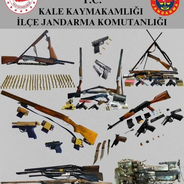 Kale'de kaçak silah ve mühimmatla yakalanan 9 şüpheli gözaltına alındı