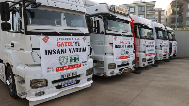 Şanlıurfa'dan Gazze'ye 5 tır insani yardım gönderildi