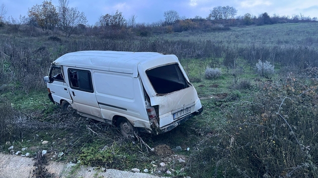 Bursa'da yoldan çıkan panelvanın sürücüsü yaralandı