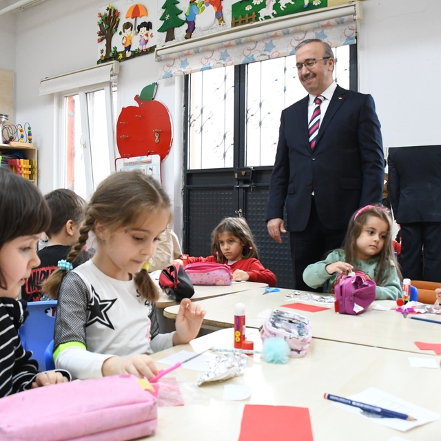 İl Milli Eğitim Müdürü Aydın, miniklere sunulan öğrenme ortamını yerinde in...