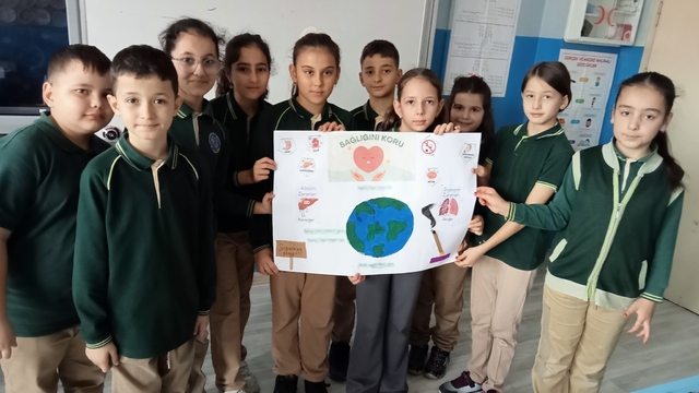 İlkokul öğrencilerinden sağlıklı yaşam mesajı