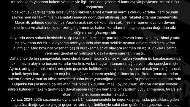Kocasinan Şimşekspor'dan sert açıklama: "Bu hakemi maçlarımıza istemiyoruz"