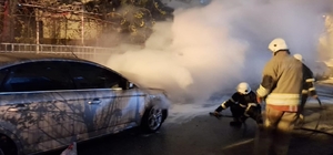 Belen’de otomobil yangını