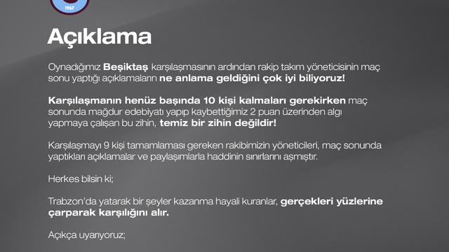 Trabzonspor Başkan Yardımcısı Saral: Herkes haddini bilsin