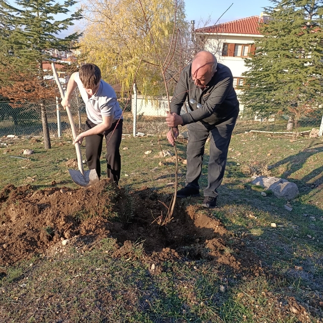 Sandıklılı yarenler badem fidan dikti