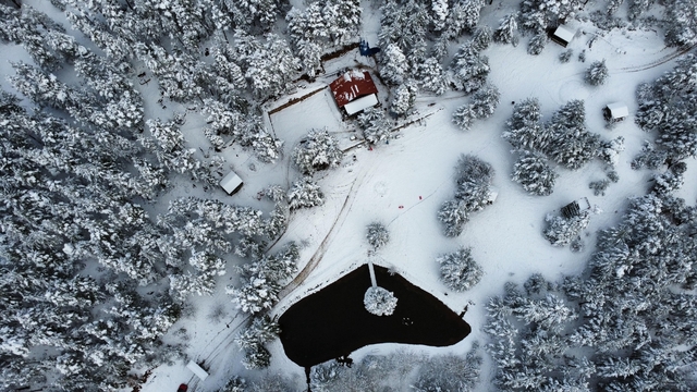 Gümüşhane'de Kent Ormanı, kar yağışıyla beyaza büründü