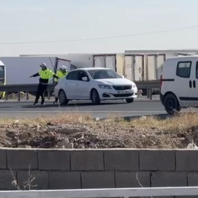 Mardin'de arızalanan otomobili polisler itti