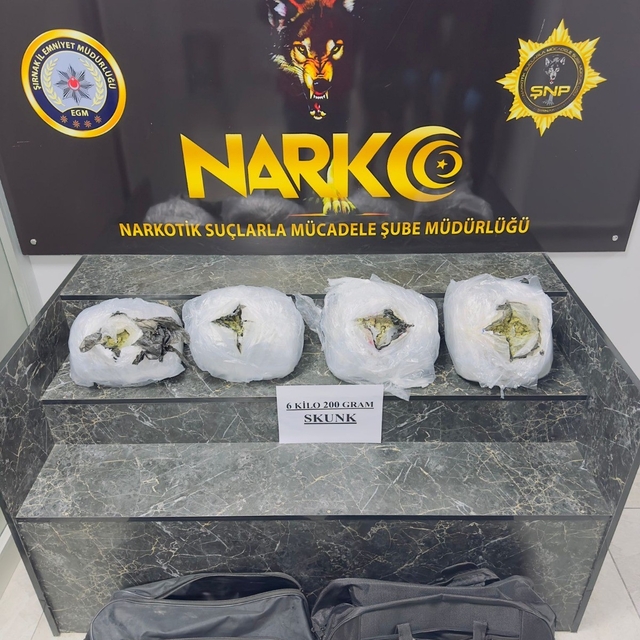 Şırnak'ta 6 kilo 200 gram skunk ele geçirildi
