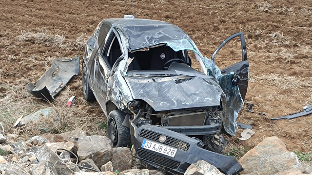 Gaziantep'te takla atan otomobilin sürücüsü yaralandı