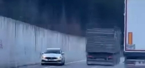 Kamyonun sollama manevrası kazaya neden oluyordu: O anlar kamerada