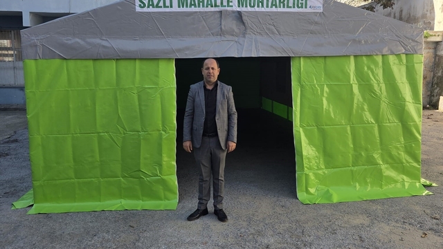 Sazlı Mahallesi'ne hayırsever desteği ile taziye çadırı kazandırıldı
