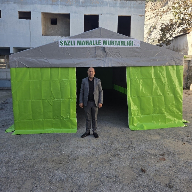 Sazlı Mahallesi'ne hayırsever desteği ile taziye çadırı kazandırıldı