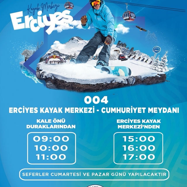 Büyükşehirden Erciyes'e hafta sonu ulaşım kolaylığı