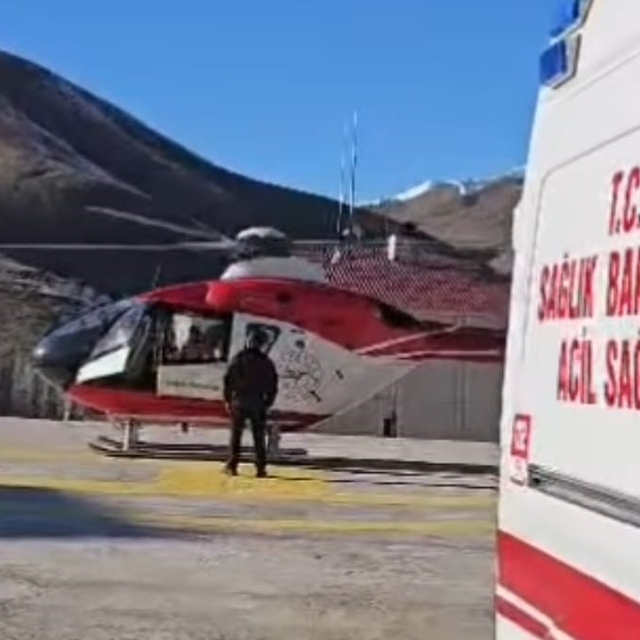 Hamile kadın ambulans helikopterle Van'a getirildi