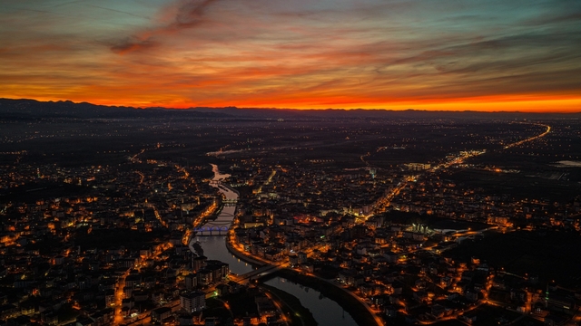 Samsun'da gün batımı dronla görüntülendi